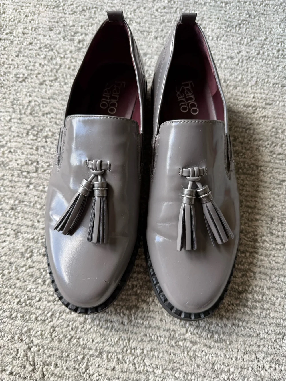 Franco Sarto Women's Metallic Dark Gray Loafer Flats Size‎ 7.5